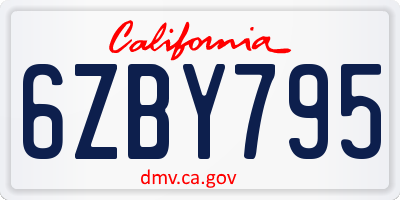 CA license plate 6ZBY795