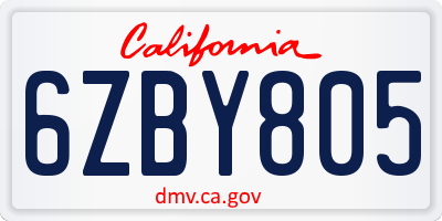 CA license plate 6ZBY805