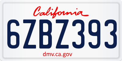 CA license plate 6ZBZ393