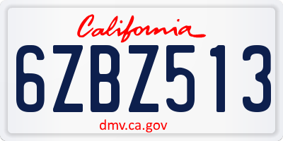 CA license plate 6ZBZ513