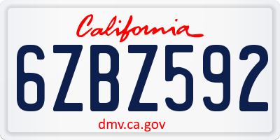 CA license plate 6ZBZ592