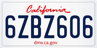 CA license plate 6ZBZ606