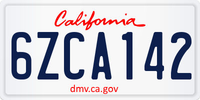CA license plate 6ZCA142