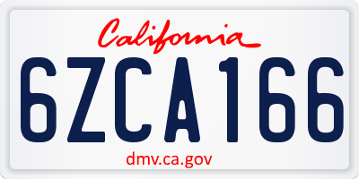 CA license plate 6ZCA166