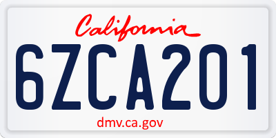 CA license plate 6ZCA201