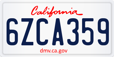 CA license plate 6ZCA359