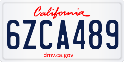 CA license plate 6ZCA489