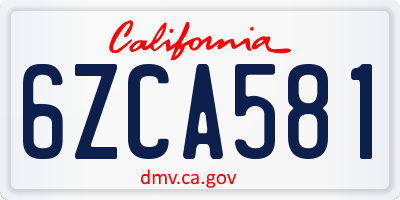 CA license plate 6ZCA581