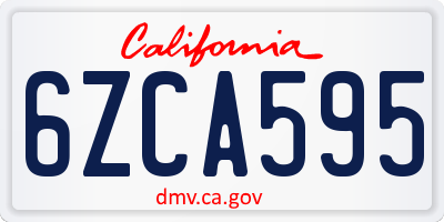 CA license plate 6ZCA595