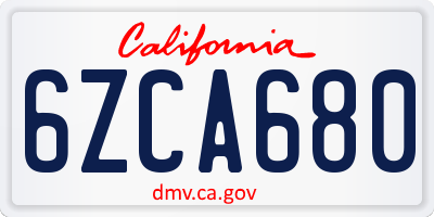 CA license plate 6ZCA680