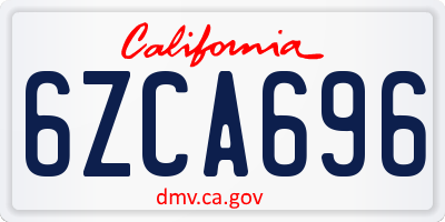 CA license plate 6ZCA696