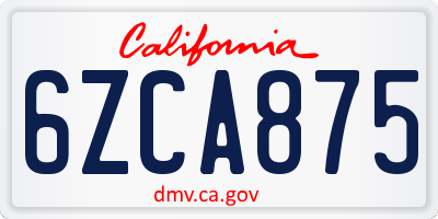 CA license plate 6ZCA875