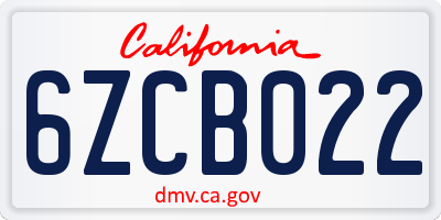 CA license plate 6ZCB022