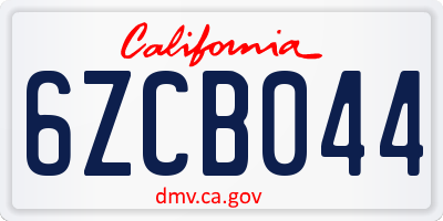 CA license plate 6ZCB044