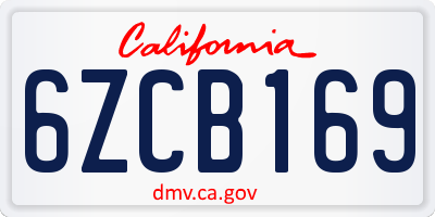 CA license plate 6ZCB169