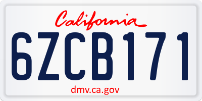 CA license plate 6ZCB171
