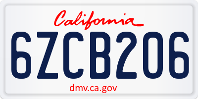 CA license plate 6ZCB206
