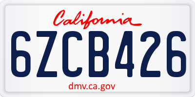 CA license plate 6ZCB426