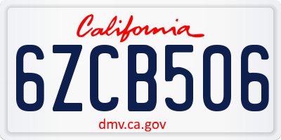 CA license plate 6ZCB506