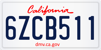 CA license plate 6ZCB511