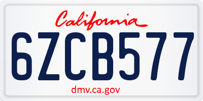 CA license plate 6ZCB577