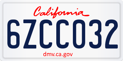 CA license plate 6ZCC032