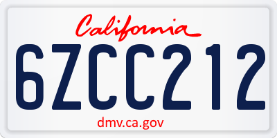 CA license plate 6ZCC212