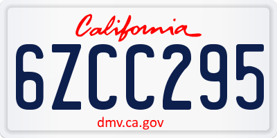 CA license plate 6ZCC295