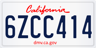 CA license plate 6ZCC414
