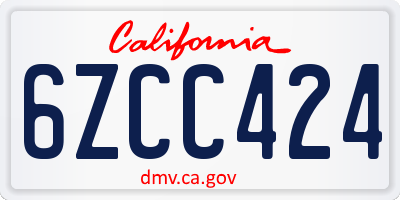 CA license plate 6ZCC424