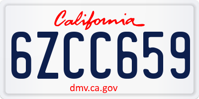 CA license plate 6ZCC659