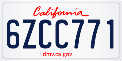 CA license plate 6ZCC771
