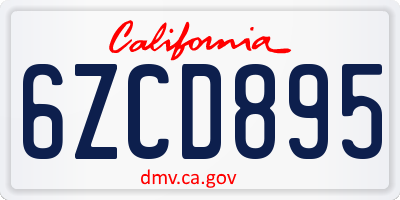 CA license plate 6ZCD895