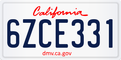 CA license plate 6ZCE331