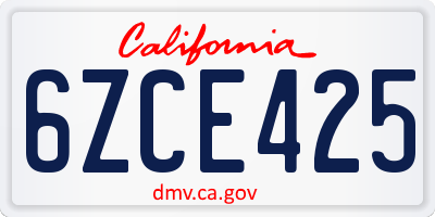 CA license plate 6ZCE425