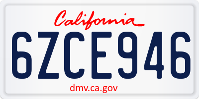CA license plate 6ZCE946