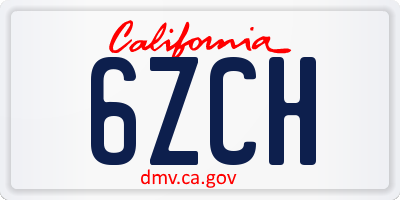 CA license plate 6ZCH