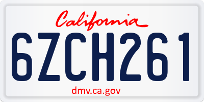 CA license plate 6ZCH261