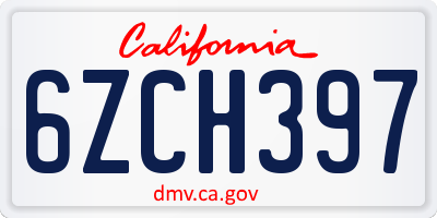 CA license plate 6ZCH397