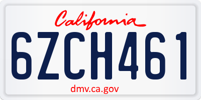 CA license plate 6ZCH461
