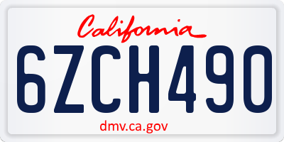 CA license plate 6ZCH490