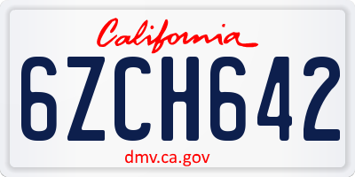 CA license plate 6ZCH642