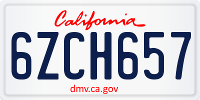 CA license plate 6ZCH657