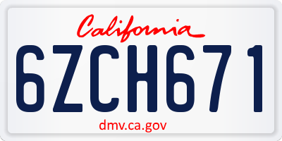 CA license plate 6ZCH671