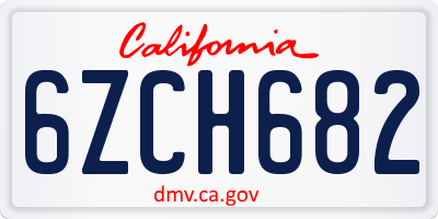 CA license plate 6ZCH682