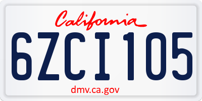 CA license plate 6ZCI105