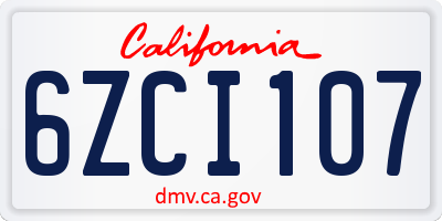 CA license plate 6ZCI107