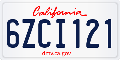 CA license plate 6ZCI121