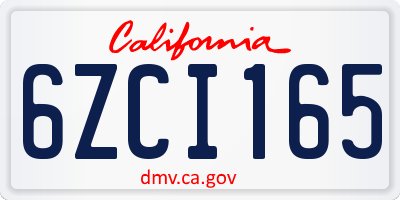 CA license plate 6ZCI165