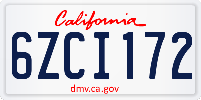 CA license plate 6ZCI172
